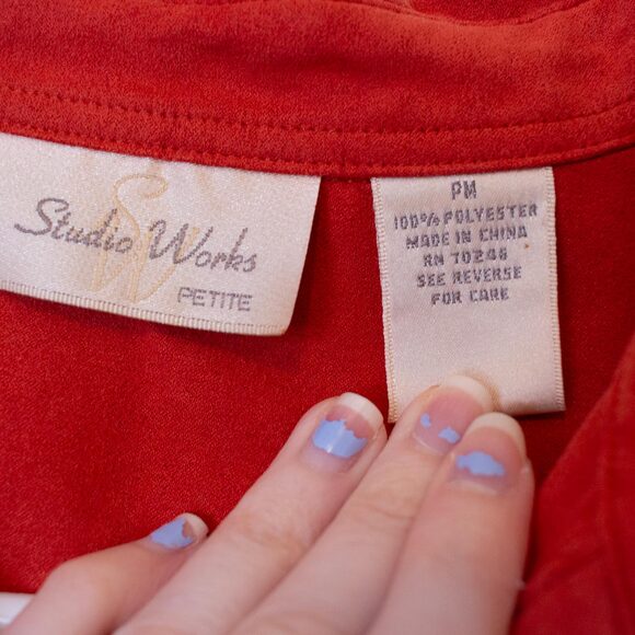 Western VTG Faux Suede Shirt Pumpkin Rick Rack Autumn M Petite | True Autumn - Picture 9 of 10